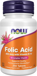 NOW Foods Folic Acid 800 mcg - 200 Tablets (2 Pack)