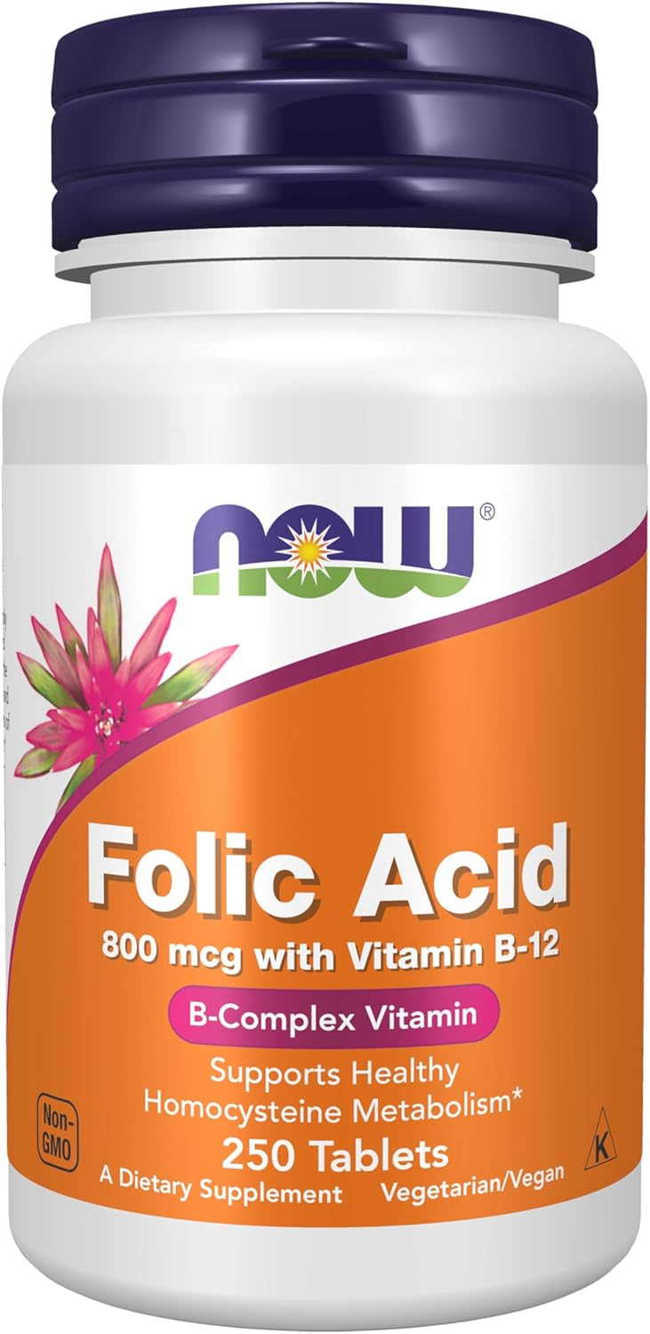 NOW Foods Folic Acid 800 mcg - 200 Tablets (2 Pack)
