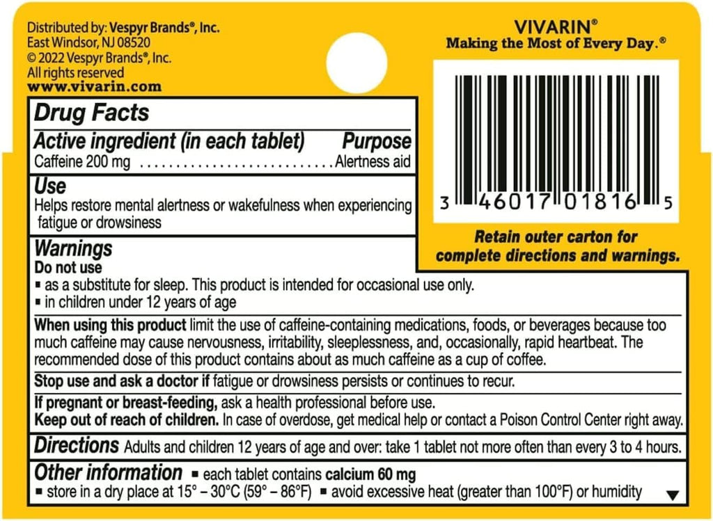 Vivarin Tabs 16 Comprimidos