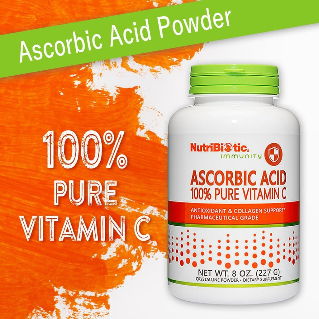 NutriBiotic Ascorbic Acid Vitamin C Powder, 8 oz (227 g) - 2000 mg per serving