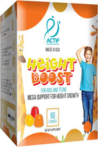 Actif Height Boost - 60 Gummies de Fresa - Suplemento de Crecimiento para Niños y Adolescentes con Vitaminas D3, K2, Zinc y Magnesio