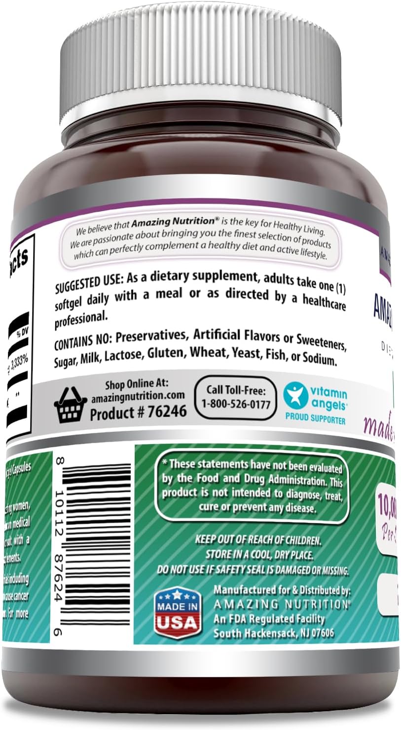 Amazing Formulas Biotina 10000 mcg con Aceite de Coco Virgen Extra - 240 Cápsulas