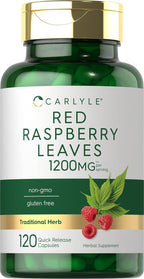 Carlyle Cápsulas de Hoja de Frambuesa Roja - 120 Cápsulas, Extracto Herbal Tradicional, Fórmula No-GMO y Sin Gluten