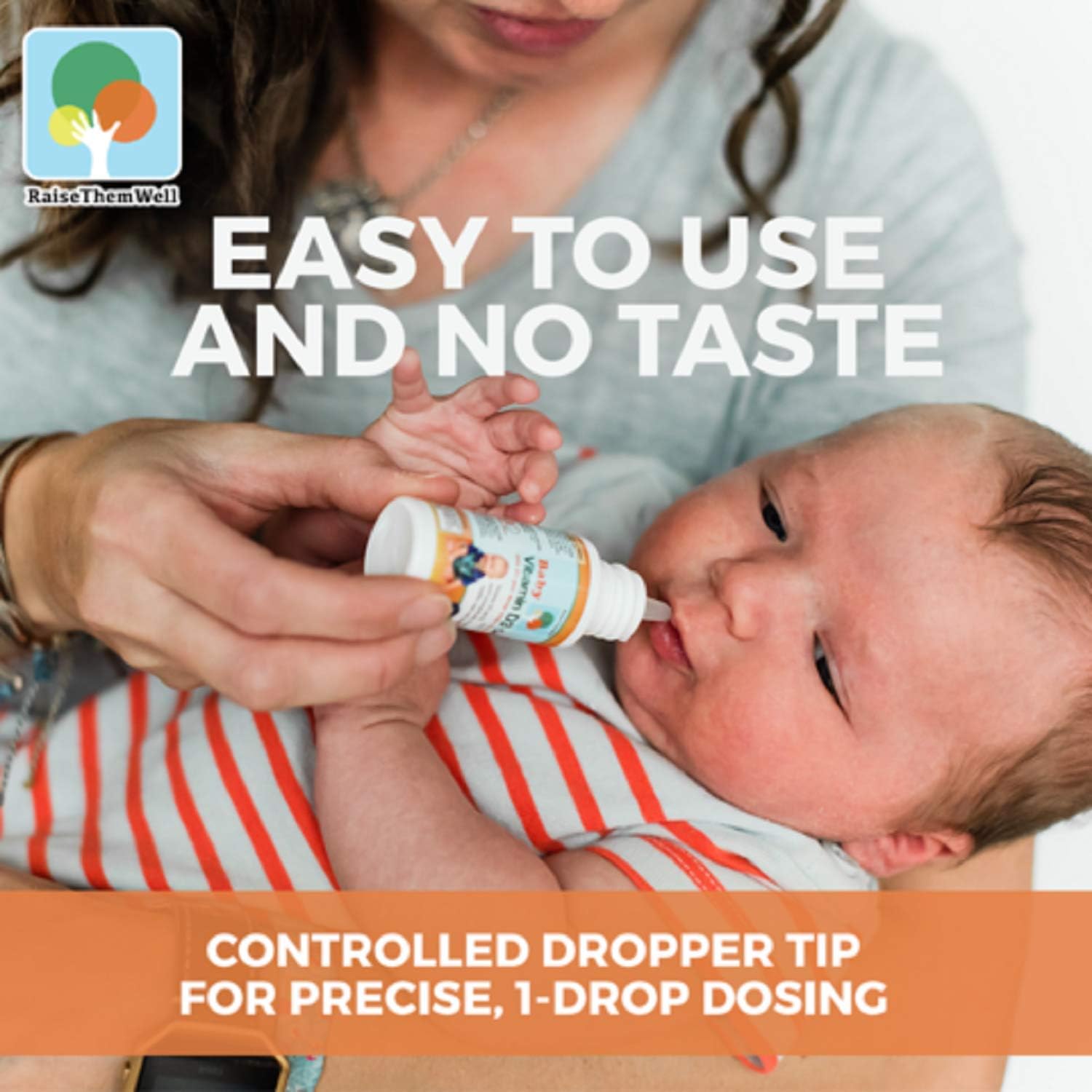 Raise Them Well - Vitamin D3 and K2 Drops for Bones and Teeth, 365 Servings, 10 ml
