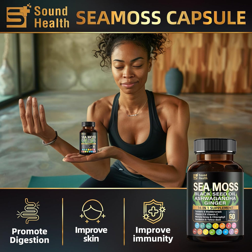 Cápsulas de Musgo Marino Irlandés SoundHealth - Complejo 16 en 1 para Hombres y Mujeres