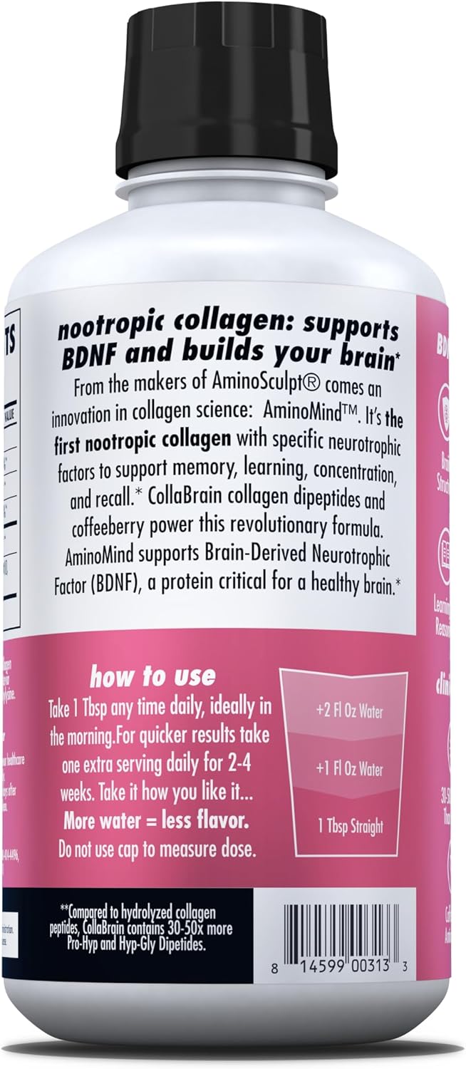 HEALTH DIRECT - AminoMind - Suplemento Nootrópico de Colágeno para la Salud Cerebral y BDNF - Dipéptidos Pro-Hyp e Hyp-Gly, Antioxidantes Coffeeberry - Maracuyá Guayaba - 414 ml (28 Dosis)