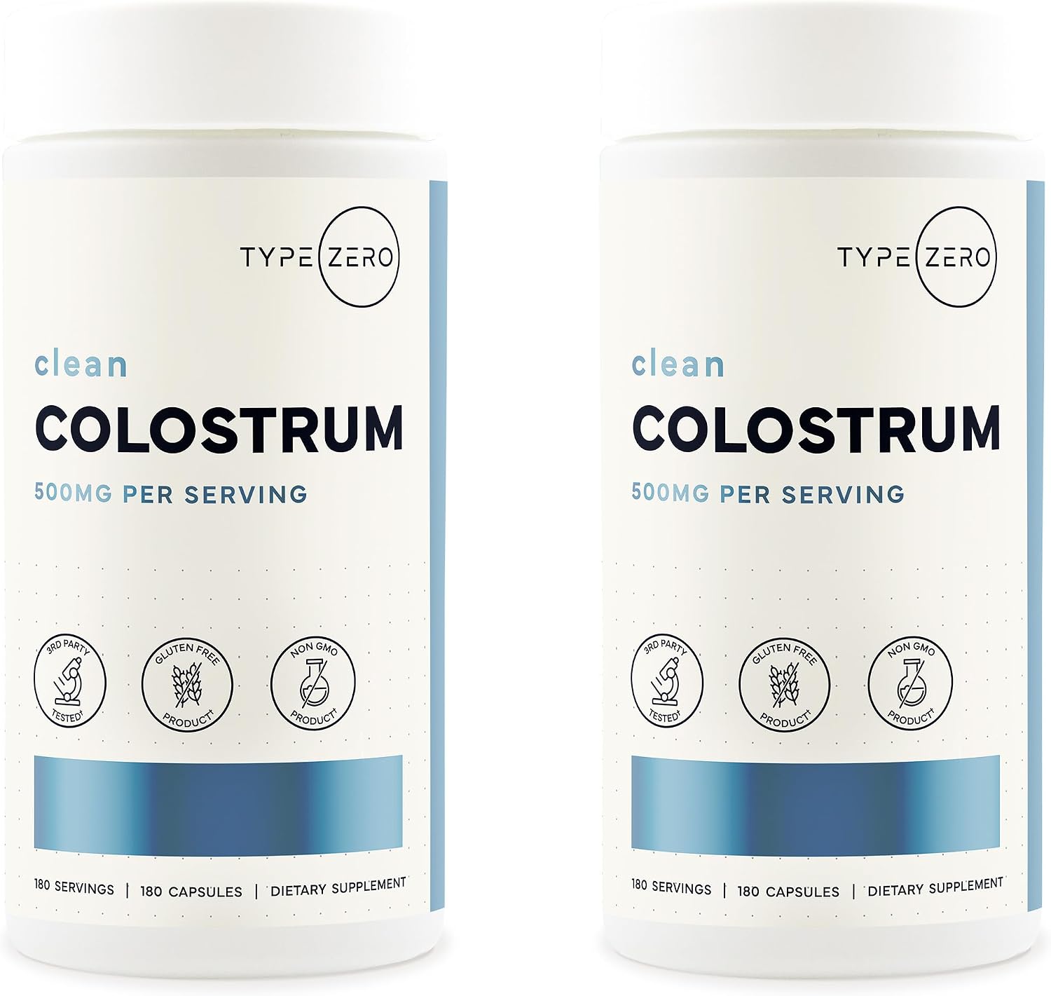 Type Zero Suplemento de Calostro Bovino (500mg) 180 Cápsulas