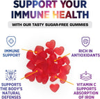Vitamina C Sin Azúcar Gomitas - Suplemento Inmunológico - 60 Gomitas Veganas Sabor Frambuesa