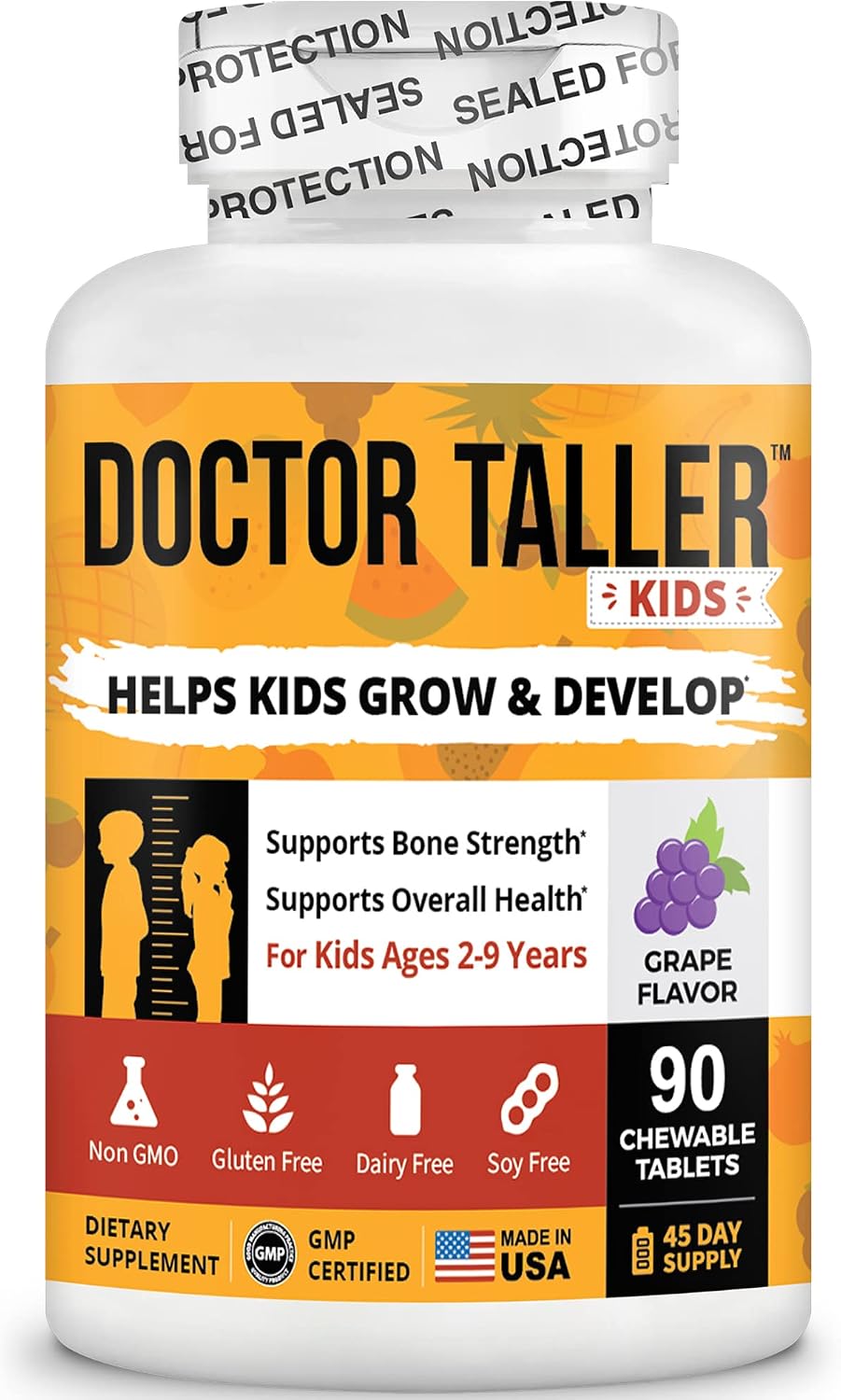 Doctor Taller Kids de NuBest - Multivitamínico y Multimineral para Niños de 2 a 9 Años, 180 Comprimidos Veganos Sabor Uva