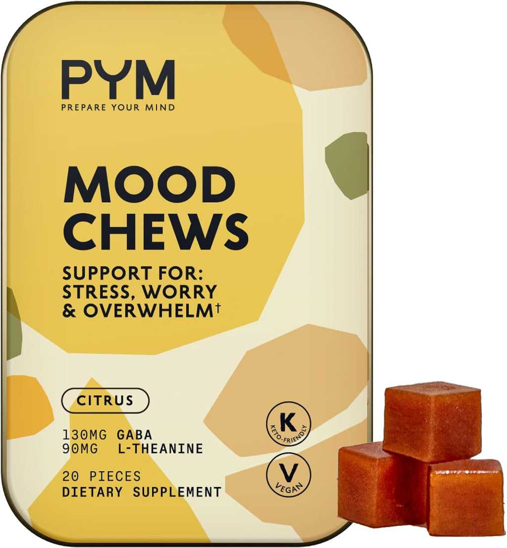 PYM Citrus Mood Chews - Suplemento para el Estado de Ánimo con GABA y L-Theanina, 20 Gomitas