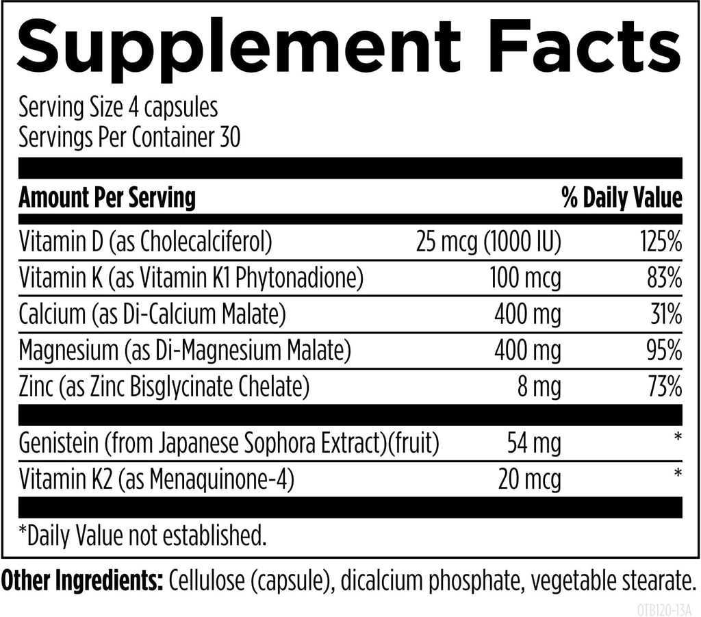 Designs for Health Osteoben - Bone Support Formula with Soy-Free Genistein Complex - Bone Vitamin Supplement with Vitamin D, K, Zinc, Calcium, and Magnesium (120 Capsules)