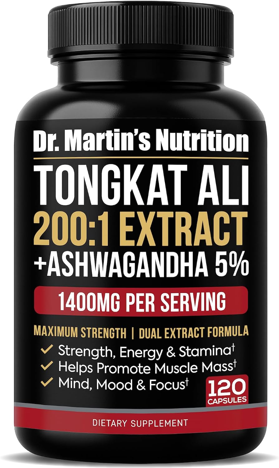Tongkat Ali 200:1 Extract + Ashwagandha 5% Withanolides | Adaptógeno Dual Alta Potencia | 120 Cápsulas