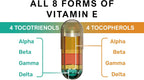 Fórmula Vegana Única con los 8 Tocoferoles y Tocotrienoles Vitamina E (60 Cápsulas) - Libre de PAH y Contaminantes