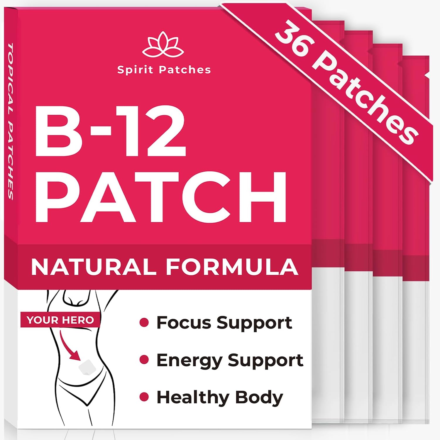 Parches de Vitamina B12 (36 Unidades) - Parches Naturales para Mujer, Energía y Enfoque