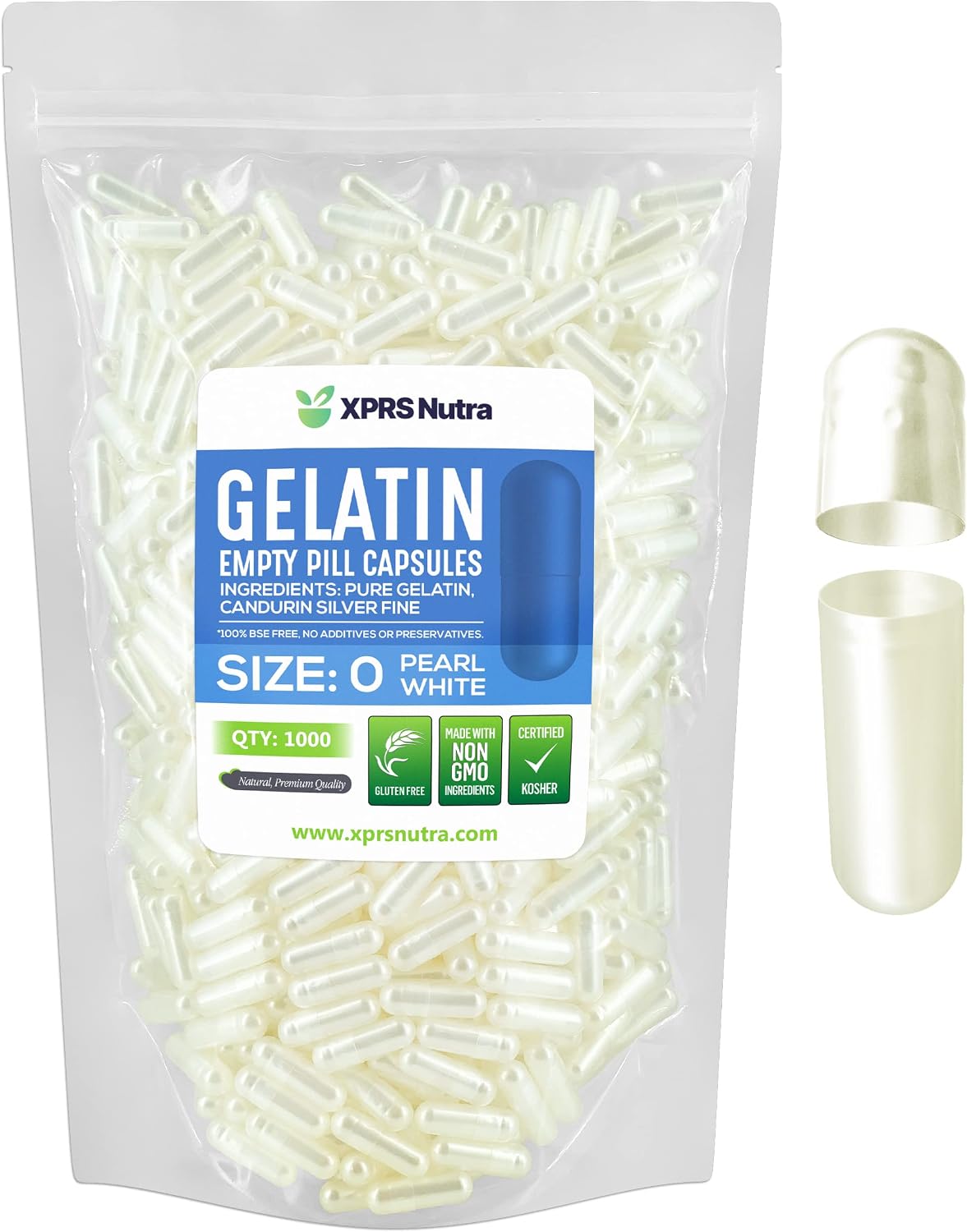 XPRS Nutra Cápsulas Vacías Tamaño 0 - 1000 uds Gelatina Bovina
