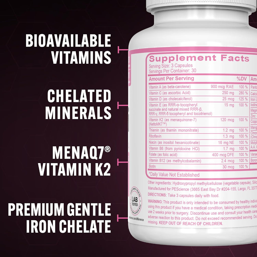 PEScience TruMulti Multivitamin for Women with Iron, 90 Capsules