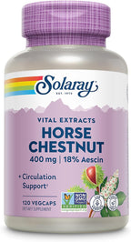 Solaray Extracto de Castaño de Indias 400 mg - Estandarizado a 72 mg de Escina - con Rusco - Complemento Alimenticio Vegano - 120 Cápsulas