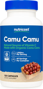 Nutricost Camu Camu 1000mg, 120 Cápsulas - Orgánico, Sin OGM, Sin Gluten
