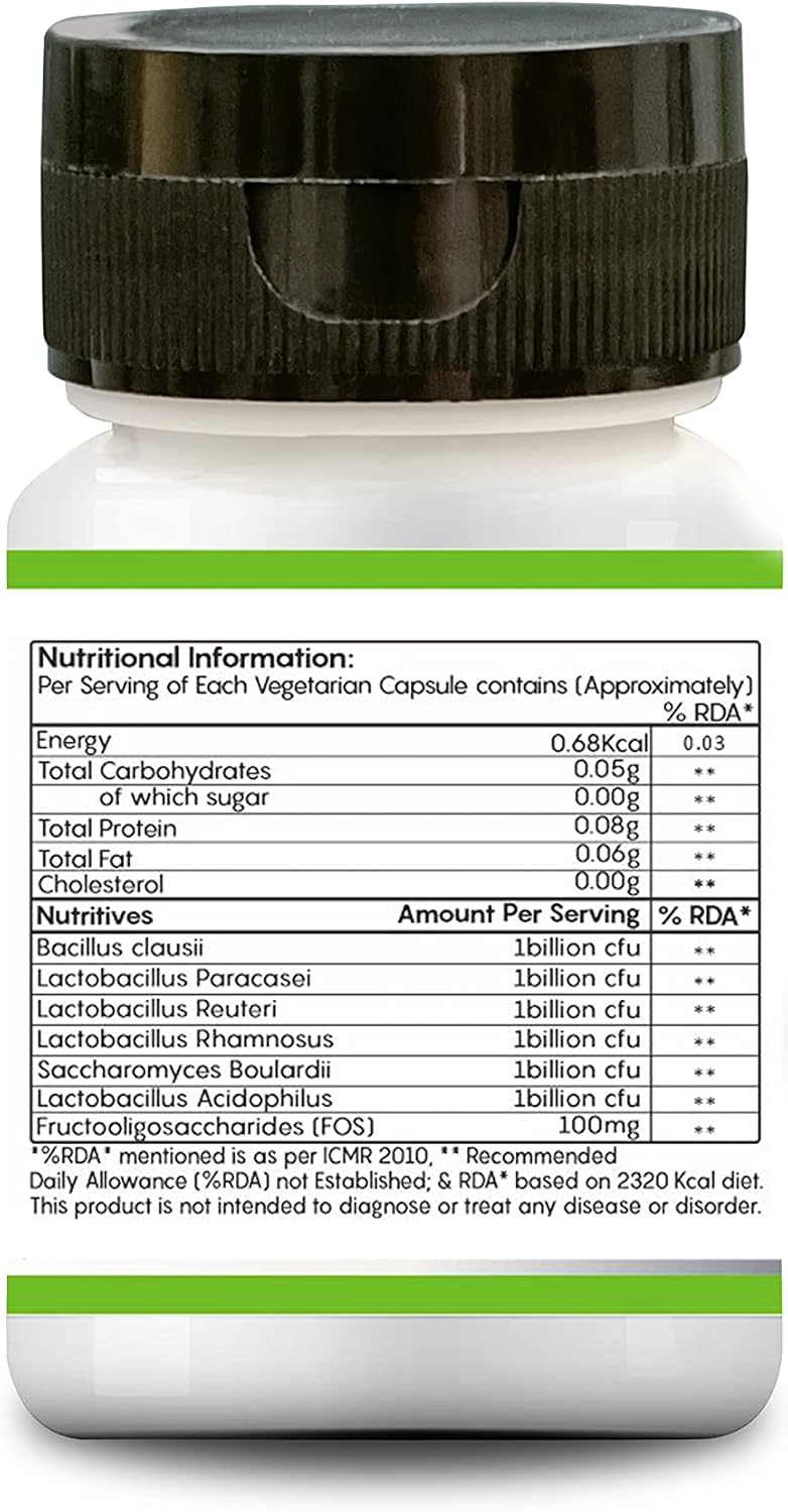 Bacillus Claussi Plus 6 Mil Millones de UFC Cápsulas | Probiótico con 6 Cepas y FOS