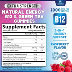 Energy Gummies con Vitamina B12 y Cafeína Natural - 1000 mcg - 60 Gominolas