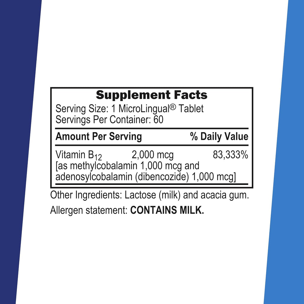 Superior Source NO Shot Advanced B-12 2000 mcg - Sublingual Vitamina B12 - 60 Tabletas