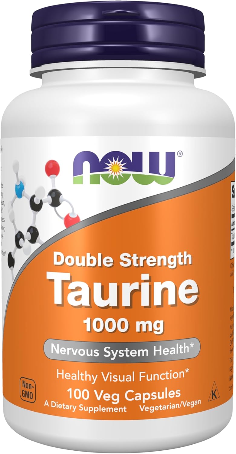 NOW Foods Taurine 1000 mg, Double Strength, 100 Veg Capsules