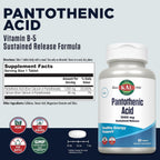 KAL Ácido Pantoténico 1000 mg - Vitamina B5 - Liberación Sostenida - 100 Comprimidos Veganos