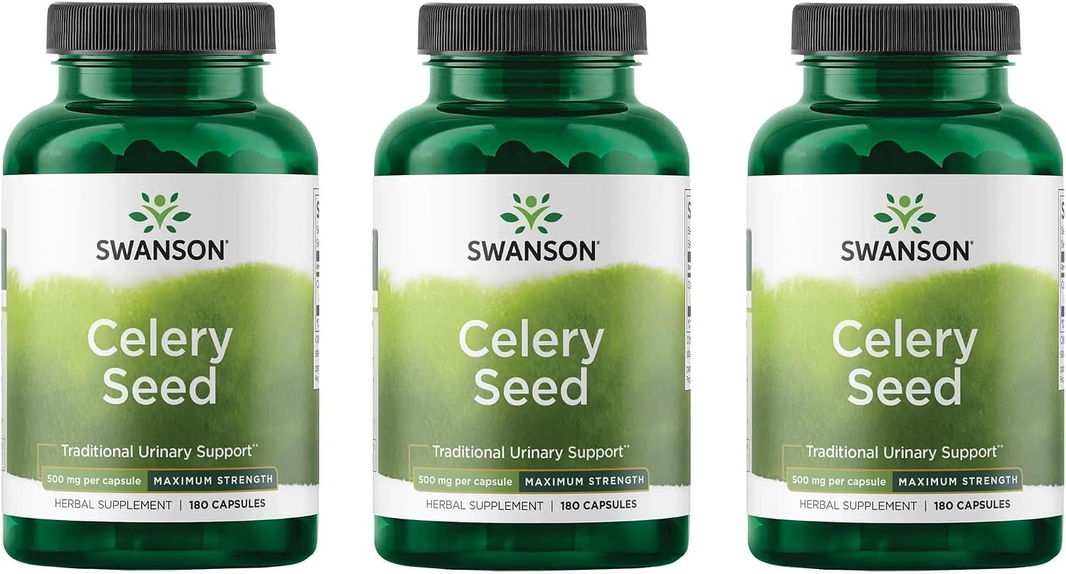 Swanson Celery Seed Maximum Strength 500 mg 180 Cápsulas (Pack de 3)