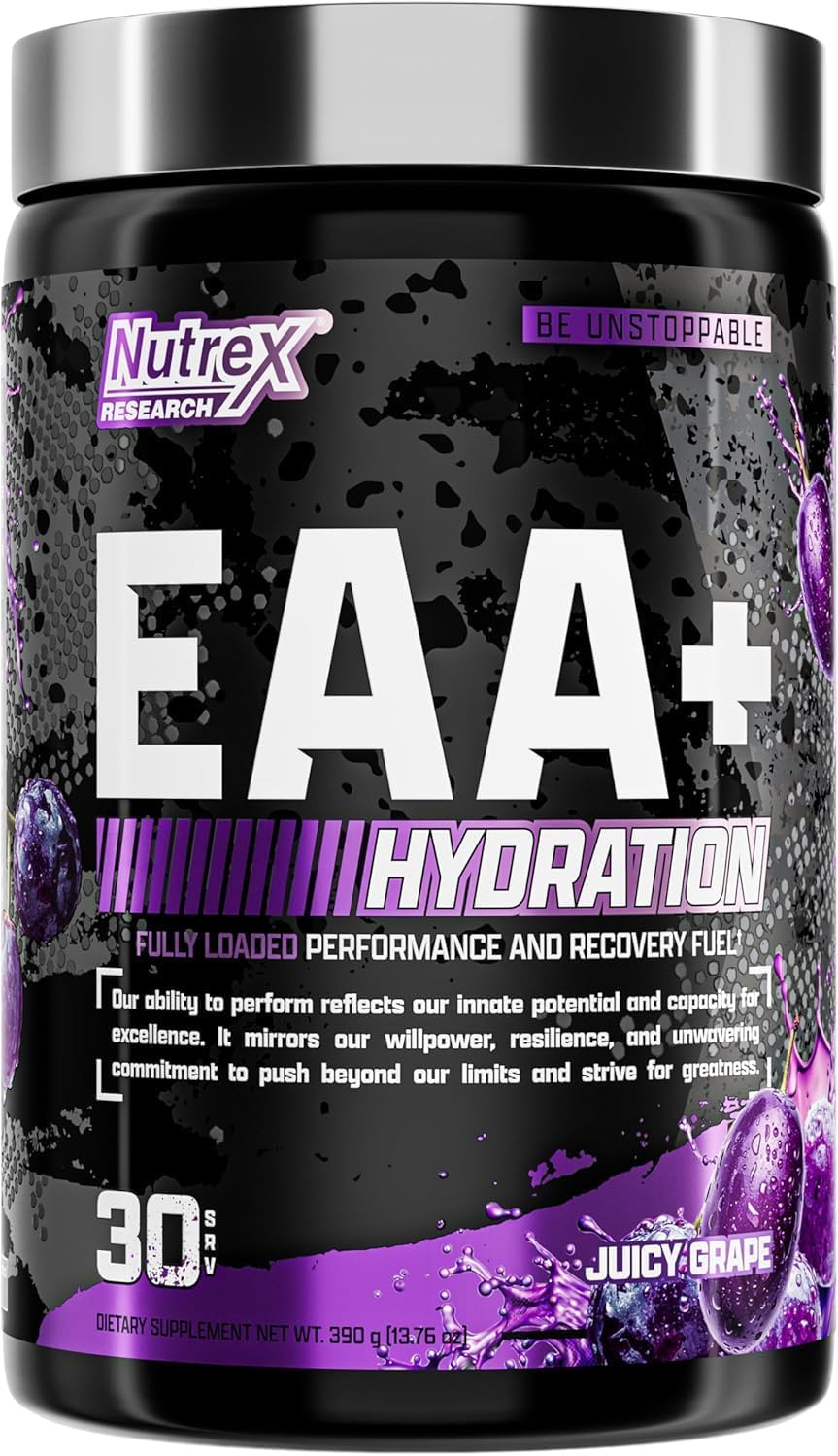 Nutrex Research EAA Hydration | 8g Aminoácidos Esenciales + BCAA + Electrolitos | 30 Servicios Sabor Mango