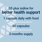 Life Extension Vitamina D3 con Yodo Marino, 125 mcg (5000 UI) – Apoyo Inmunitario, Salud Ósea, Tiroides – 1 al Día, Sin Gluten, No Transgénico – 60 Cápsulas