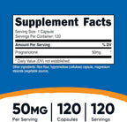 Nutricost Pregnenolona 50mg, 120 Cápsulas - No Transgénico, Sin Gluten, Cápsulas Vegetarianas