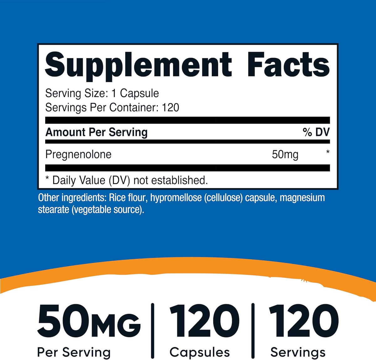 Nutricost Pregnenolona 50mg, 120 Cápsulas - No Transgénico, Sin Gluten, Cápsulas Vegetarianas – Image 2