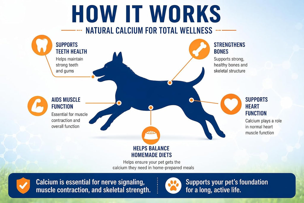 Eggshell Calcium for Pets - 12 oz. Polvo de Cáscara de Huevo Natural, Suplemento Mineral Ultra Puro para Gatos y Perros