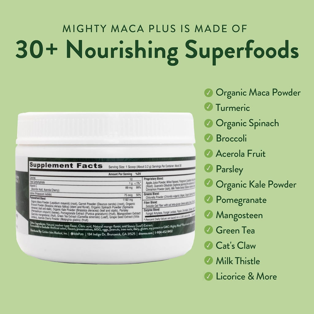 VIDAPURA Mighty Maca Plus Mango – Superfood Greens en Polvo