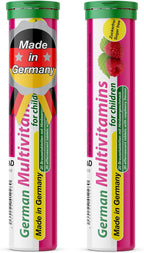 T&D Multivitamínico Infantil 8 Vitaminas - 100 Comprimidos Efervescentes Veganos - Sabor Frambuesa - Hecho en Alemania
