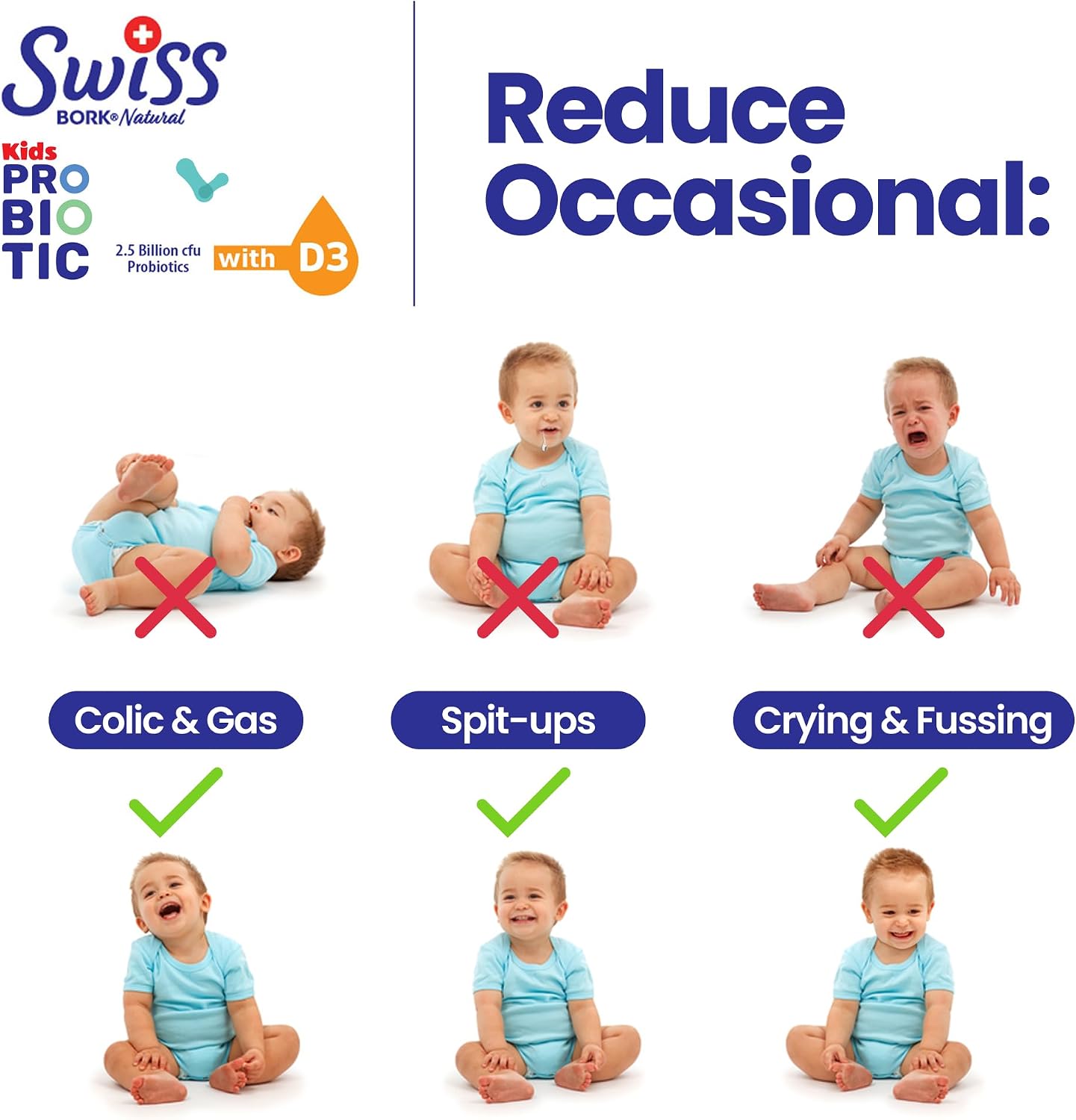 Swiss Bork Baby Probiotic Drops with Vitamin D3 — Kids Probiotics for Gut Health, Effective Digestive Support, and Colic Relief – 10ML & 45 Days’ Supply (Halal)