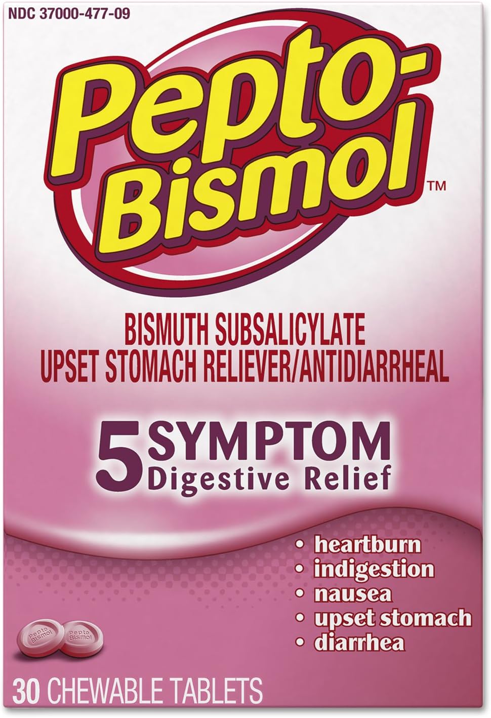 Pepto Bismol Comprimidos Masticables, Sabor Original, 30 unidades
