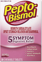 Pepto Bismol Comprimidos Masticables, Sabor Original, 30 unidades