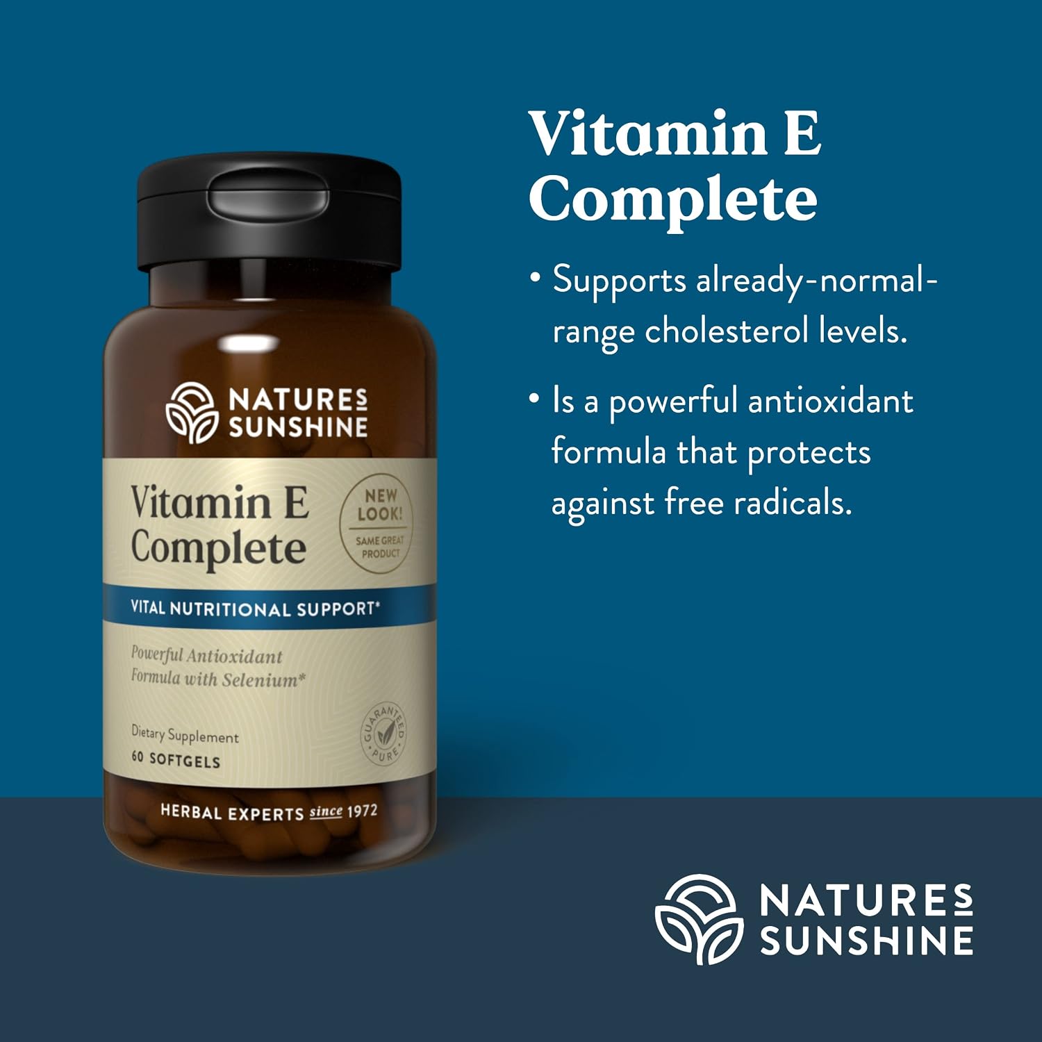 Nature's Sunshine Vitamin E Complete con Selenio - 60 Cápsulas Blandas