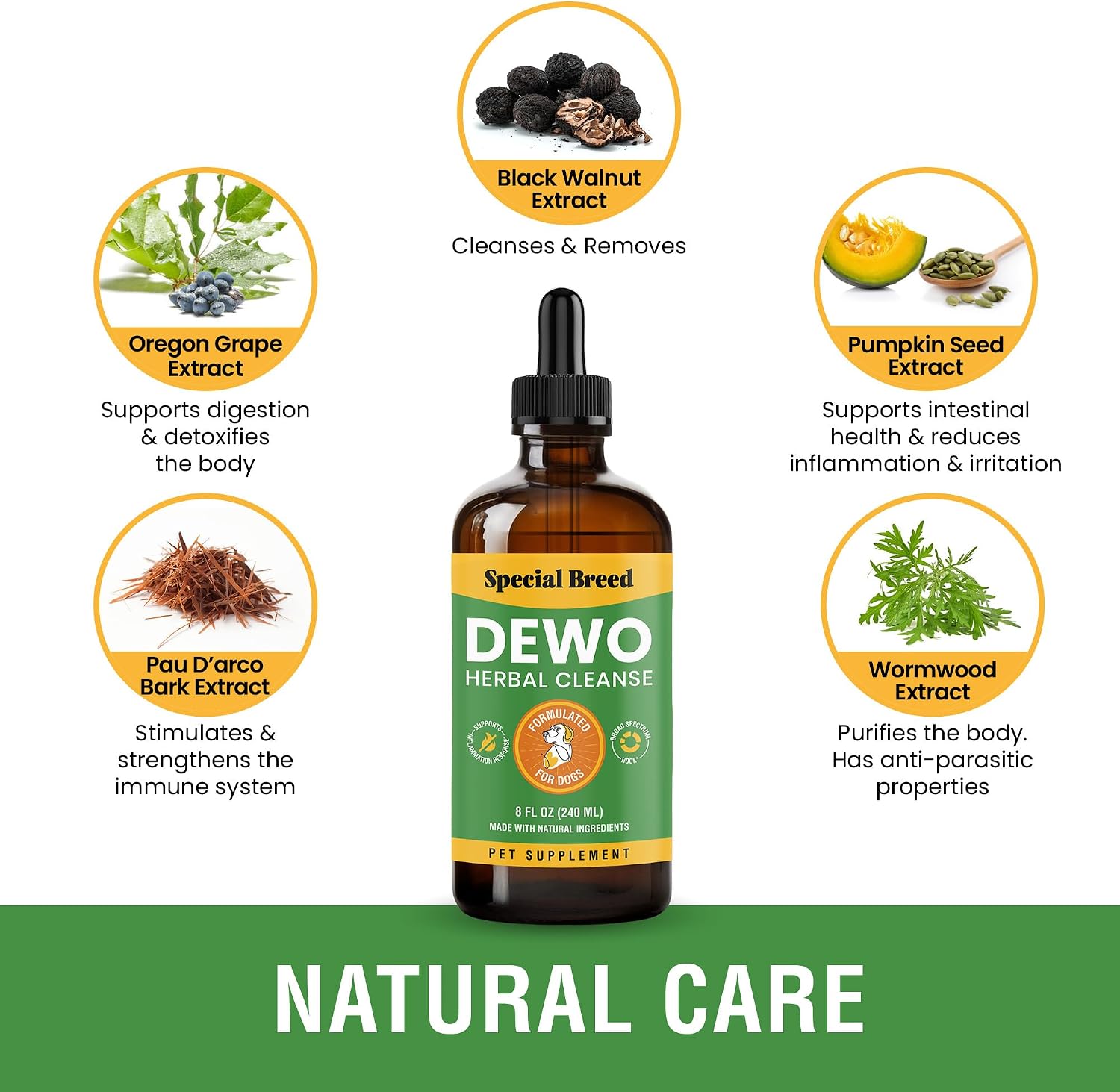 Special Breed Defensa Intestinal Natural para Perros - Suplemento Herbal con Artemisa, Nogal Negro y Probióticos - 236 ml