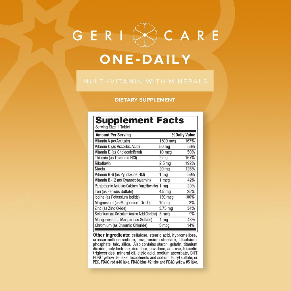 GeriCare Multivitamínico Diario con Minerales para Hombres y Mujeres, 100 Comprimidos