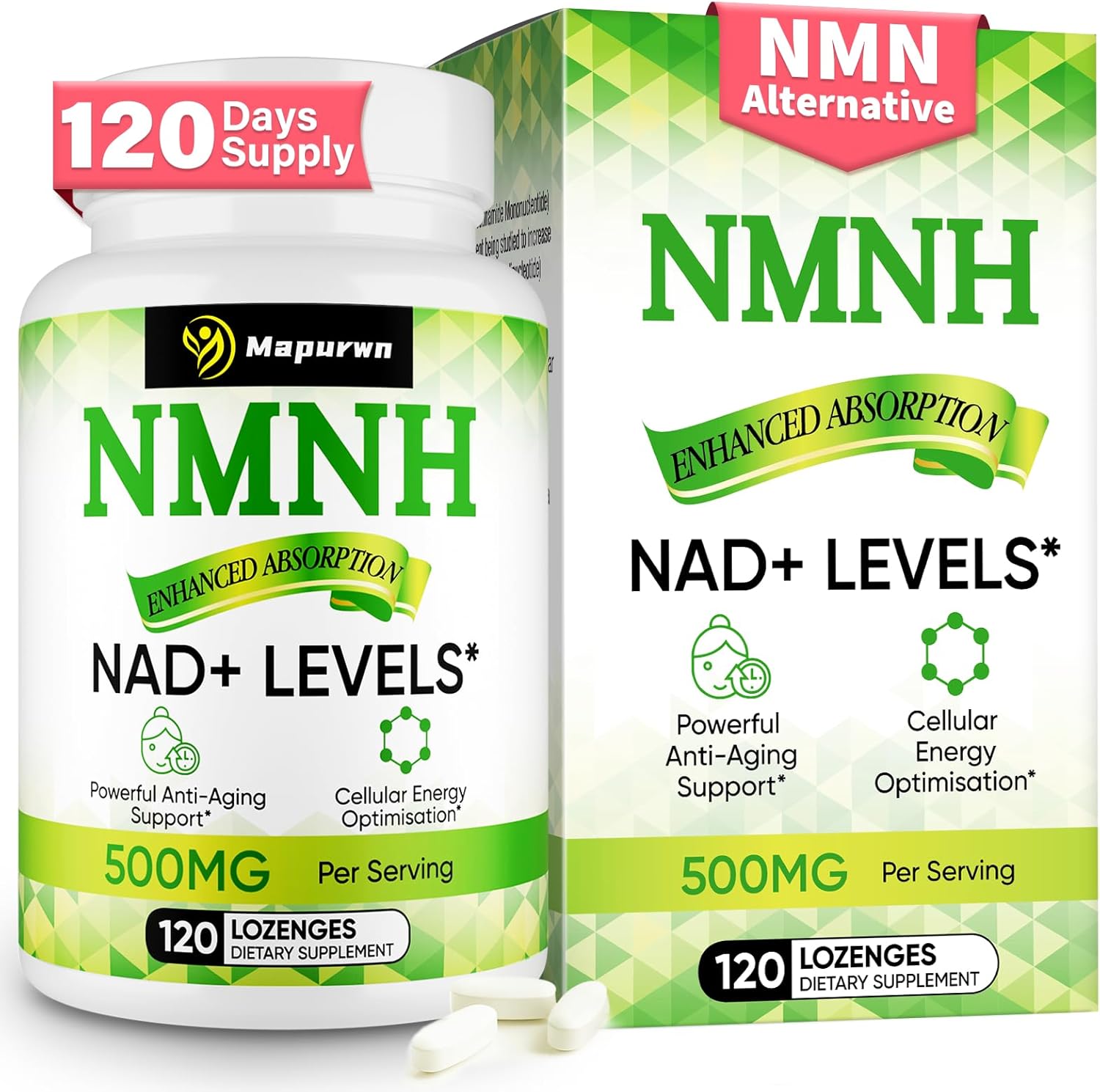 NMNH (Dihidronicotinamida Mononucleótido) 500mg - Suplemento NAD+ - 120 pastillas