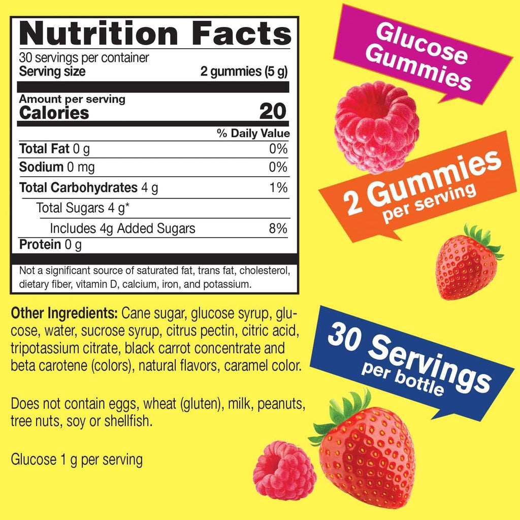 WellYeah Glucose Gummies - 4 g de Carbohidratos - Sabores Naturales - Gomitas Masticables para Hombres y Mujeres, No Transgénico, Sin Gluten - 60 Unidades