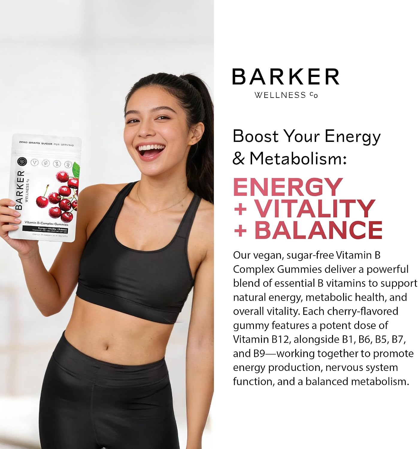 Gominolas de Complejo B Barker Wellness – Energía y Metabolismo, Sin Azúcar