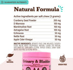 Natural Dog Company Suplemento Urinario y de Vejiga para Perros – Arándano Rojo, D-Manosa, Malvavisco y Astrágalo, Snacks Blandos, 90 uds.