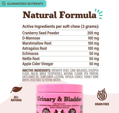 Natural Dog Company Suplemento Urinario y de Vejiga para Perros – Arándano Rojo, D-Manosa, Malvavisco y Astrágalo, Snacks – Image 6