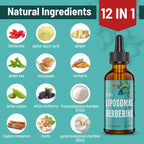 Berberine HCl 3000 mg - Berberina Liposomal con Cúrcuma, Canela de Ceilán y 12 Ingredientes Naturales - 118 ml