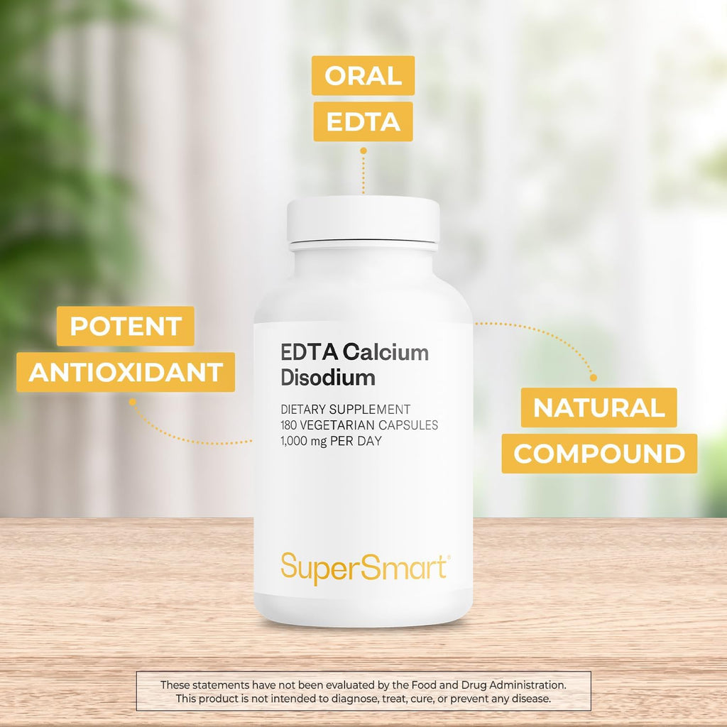 Supersmart - EDTA 1000mg por día - Cálcico Disódico - 180 Cápsulas Vegetales