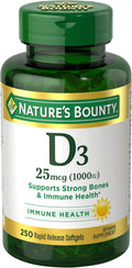 Nature's Bounty Vitamina D3 1000 UI, 250 Cápsulas Blandas de Liberación Rápida