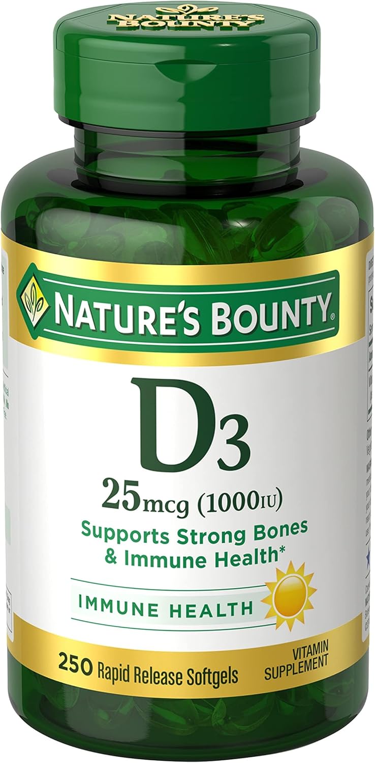 Nature's Bounty Vitamina D3 1000 UI, 250 Cápsulas Blandas de Liberación Rápida